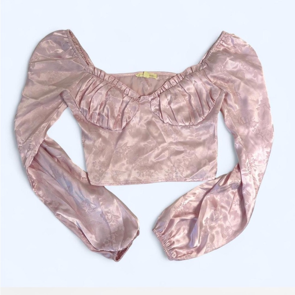 PacSun Light Pink Satin Off-Shoulder Blouse